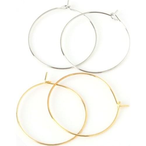 Latest Design 100pcs 30mm Gold/Rhodium Plated Charm Rings/Earring Hoops Jewelry Findings FRB005-01
