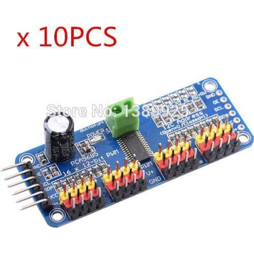 10pcs/lot 16 Channel 12-bit PWM/Servo Driver-I2C interface PCA9685 module for arduino or Raspberry pi shield module servo shield