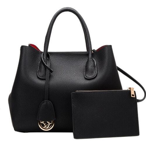 2 Pcs/set Women Handbag For Ladies Fashion Shoulder Bag Lady Genuine Leather Casual Female Shopper Tote Femme Bags With Wallet