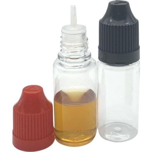 20pcs 10ml Clear PET Bottle Hard Plastic Dropper Empty Bottles With Childproof Cap E Liquid Needle Vial