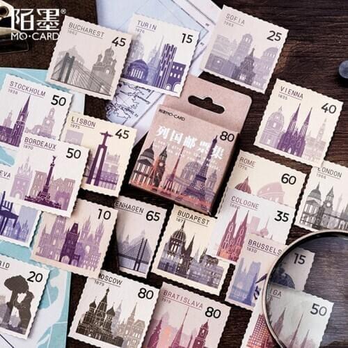46 Pcs/box Vintage Architecture stamp paper sticker decoration stickers DIY for craft diary scrapbooking planner label sticker