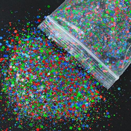 50g/Pack Mixed Size Nail Glitter Sequins Sparkle Holographic Chunky Mixed Nail Multi-sizes Colorful Flakes Powder For Manicure