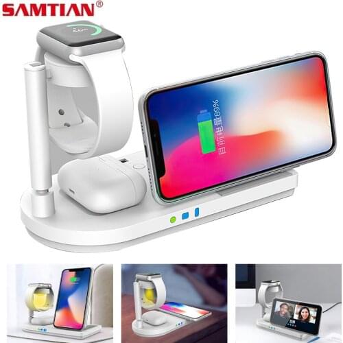 SAMTIAN Qi 15W Wireless Charger Stand 3 in 1 Fast Charging Station Dock for Samsung Apple Watch Airpod Pro Wireless Chargers