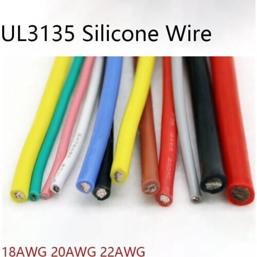 UL3135 Black/Red Silicone Wire 18AWG 20AWG 22AWG Tinned Copper Soft Power Cord High Temperature Resistance 200