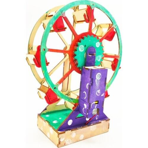 Wooden Toy Rotatable DIY 3D Ferris Wheel Wooden Puzzle Game Assembly Music Box Toy Gift For Children Teens Adul