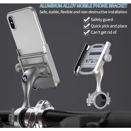 Aluminum Alloy Bike Motorcycle Handlebar Phone Holder Stand For iPhone Samsung Xiaomi Universal 360 Degree Motorbike Mount