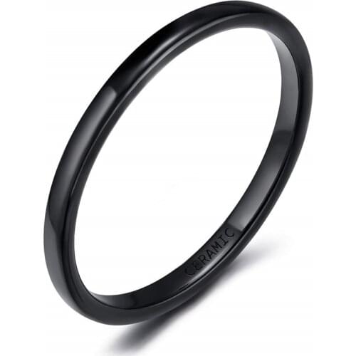 Eamti 2mm High Polished Ceramic Rings For Women Domed Black Thin Wedding Band Engagement Jewelry bijoux Friend Gift wholesale