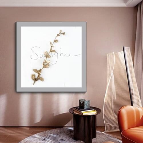 Nordic Minimalist Golden Leaf Canvas Painting for Living Room Wall Art Posters Prints Modern Bedroom Home Decoration Pictures