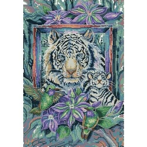 Tiger Iris Hummingbird Animal Cross Stitch Kits Needlework sewing 14CT Unprinted Embroidery Top Quality DIY Handmade Decoration
