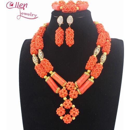 New 2019 Christmas Fashion Nigerian Wedding beads bridal Crystal African Beads Jewelry Set New Bridal Jewelry Set W13713
