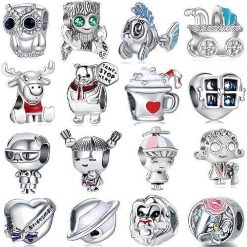 New Arrived Small Bear Lion Rainbow Cat Stars Pendants Fit Charms Bracelets Necklaces for Women Maxi Flounder DIY Beads Gifts