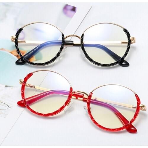 Red Anti-blue Light Clear Semicircle Glasses Women Men Trending Diamond Cutting Shades For Female Round Eyewear Zonnebril Dames