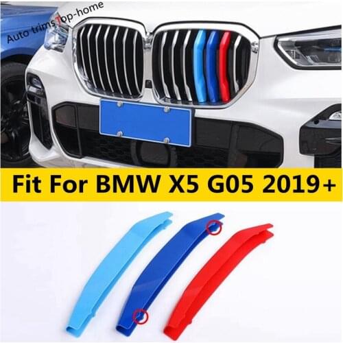 Front Face Grille Grill Decoration Strip Cover Bumper Stripes Cover Trim For BMW X5 G05 2019 2020 2021 Exterior Accessories