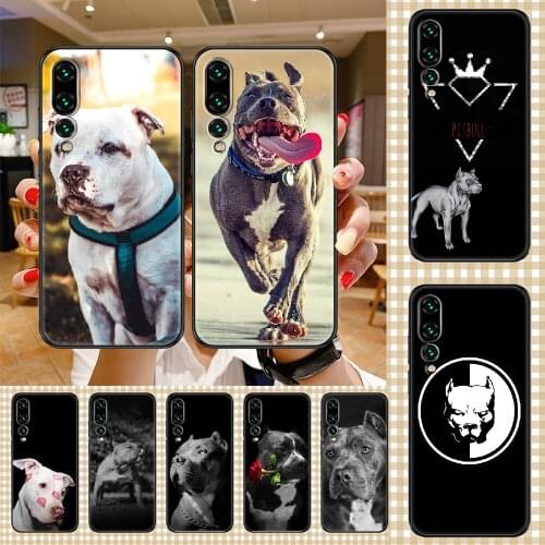 Lovely Pet Dog Pit Bull Phone case For Huawei P Mate P10 P20 P30 P40 10 20 Smart Z Pro Lite 2019 black art bumper 3D back trend