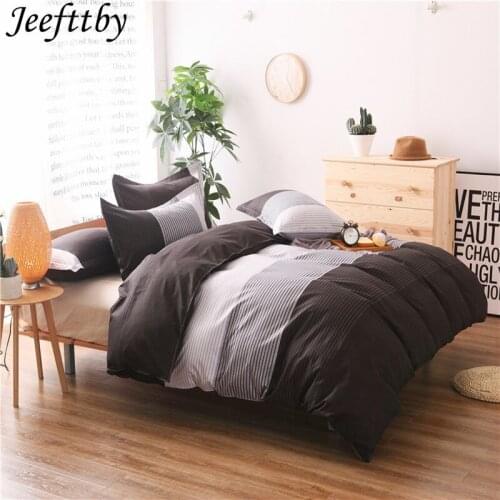 Japanese Simple Bedding Sets Stripes Style Duvet Cover Set Pillowcase 3pcs Bed Set Bedclothes Twin Double Queen King Size