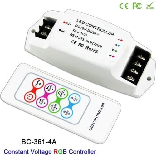 RGB 3CH led Constant VoltageStrip Controller DC12V-24V Output RF remote Wireless For 5050 3528 RGB led strip light tape