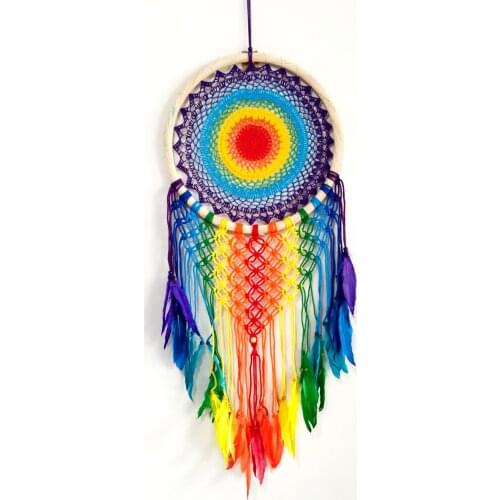 Seven Chakra Dreamcatcher Large Size Bird Feather Handmade Wall Decor