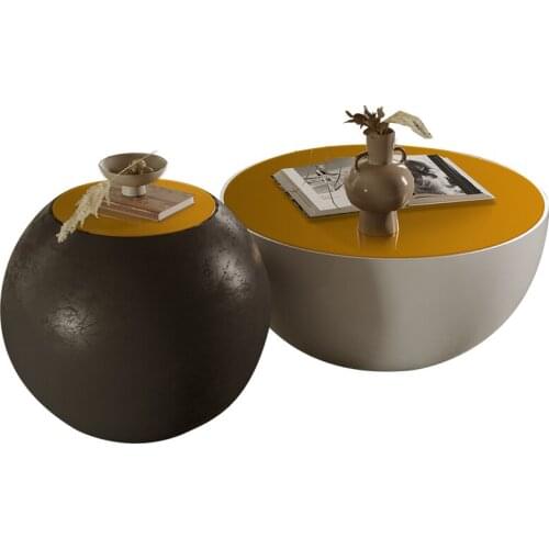 Light luxury coffee tempered glass simple small family living room furniture size round mother tea table