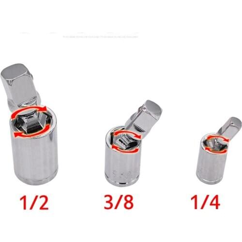 1/4" 3/8" 1/2" Universal Joint Set Ratchet Angle Extension Bar Socket Adapter Manual and Pneumatic Bendable Adapter Socket Tools