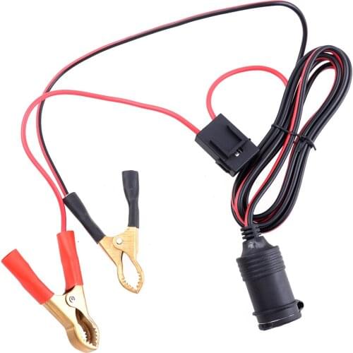 Universal 12V 220W Cigarette Lighter Battery Charger Clamp Clips Adapter Socket Cable Fuse Set Female