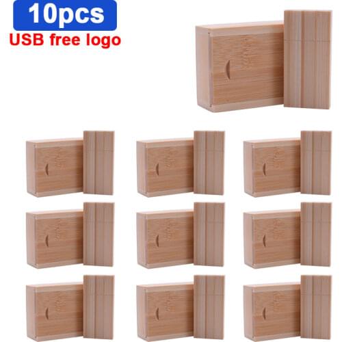 10pcs/lot Personalize logo wood USB 2.0+ BOX Flash Drive 128gbPendrive 64GB 32GB 16GB 4GB Memory Stick photography wedding gifts