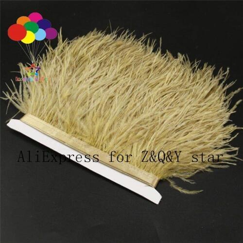 Z&Q&Y natural beautiful ostrich hair dyed yellow khaki made cloth edge DIY stage performance clothing craft accessories feather