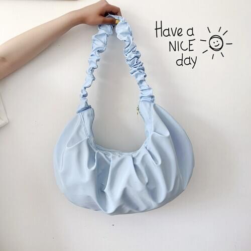 Women bag Nylon Ruched Fashion ladylike handbag high-capacity Simple style luxury sublimation blanks bags for teenage girls