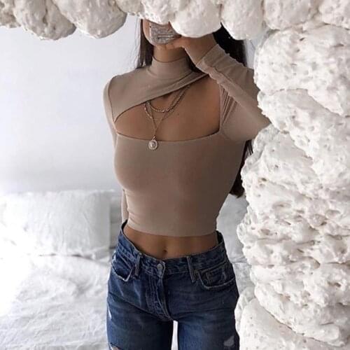 Fashion Spring Autumn Long Sleeve Ladies Girls T-Shirts Sexy Femme Crop Top T-Shirt Women Cropped Top Womens Short T-Shirt