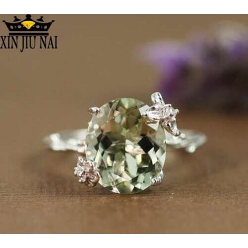 Little Blossoms Rings for Women Engagement Finger Green Ghost Gems Rings Simple Vintage Rings with Big Green Rhinestone Rings