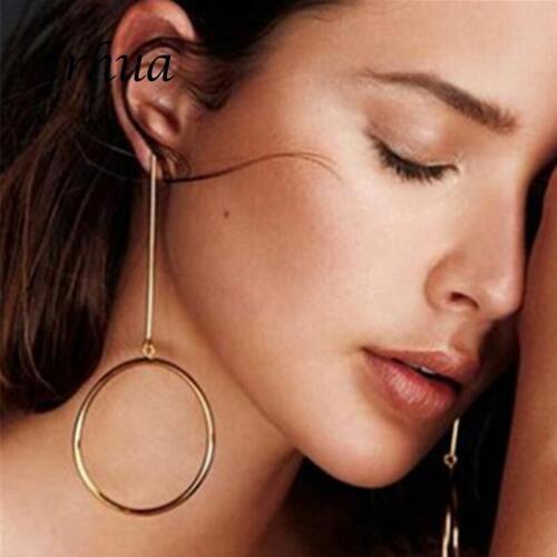 ZRHUA Simple Style Fashion Gold Silver Color Earrings for Women Circle Round Geometric Bohemian Earring 2018 Female Jewelry Moon