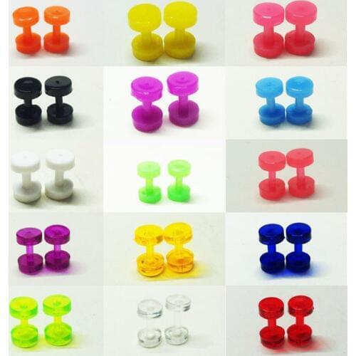 1 pair men women 2mm acrylic ear tunnels colorful ear plugs expanders pulley taper mixed colors pircing body piercing jewelry