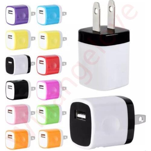 200pcs 5V 1A Colorful usb US AC Home Wall Charger plug For iphone X 8 7 6 5 5s for samsung s6 s7 s8
