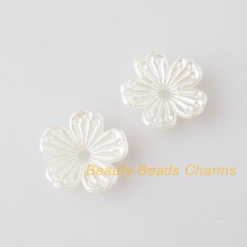 150Pcs White Plastic Acrylic Flower Star Spacer End Beads Caps Charms 11.5mm