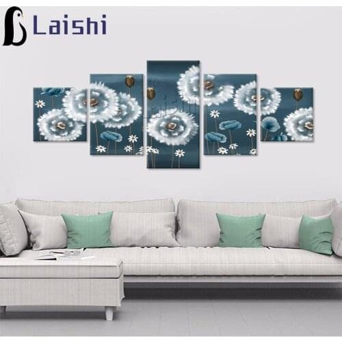 5pcs New Diamond Painting Diamond Inlaid Dandelion blue white flower Diamond Embroidered Cartoons Rhinestone Picture Decor gift