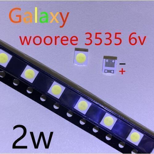 50PCS FOR WOOREE LED backlight LCD TV bead 6 V 1 W 3535 LED SMD Lamp bead 3535 cold white