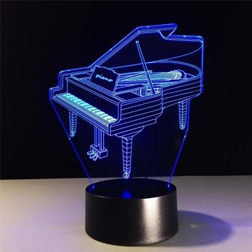 7 Colors Music Instrument Retro Piano Bulb Musician Gift Child Bedroom Decoration Elegant Night Lights RGB Lava 3D USB LED Lamp