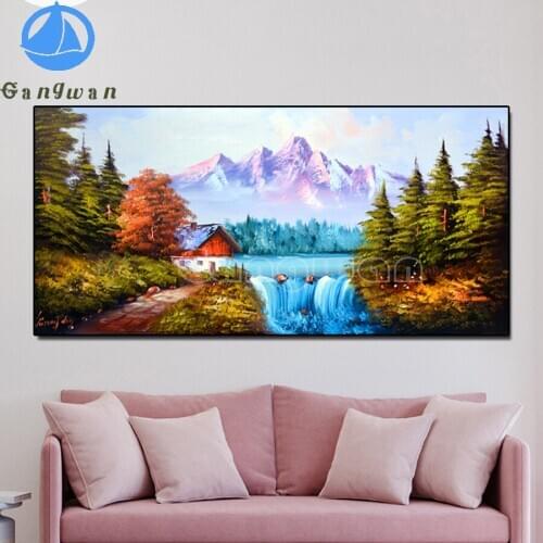 Diamond Embroidery waterfall Scenery Diamond Painting Nature green tree mountain Cross Stitch Full Square round Drill Home Decor