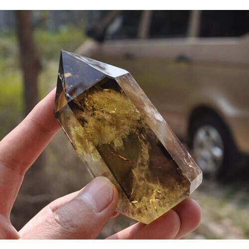 Xd j00566 Large nature smoky citrine crystal quartz point reiki healing