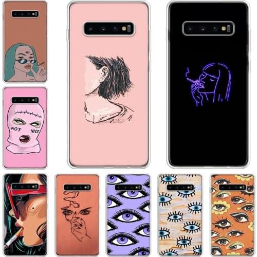 Aesthetic Devil Woman Bad Girl Smoke Eyes Phone Case For Samsung Galaxy Note 20 10 9 8 S8 S9 S10 S10E S20 S21 Ultra J4 J6 Plus L