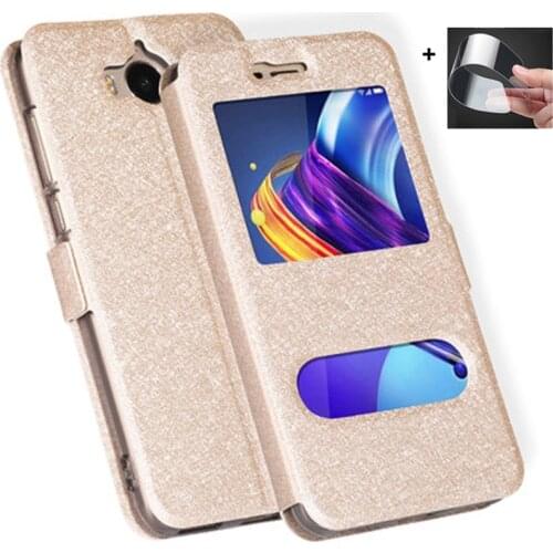 Open window Cover For Huawei Y6 2017 Case For Huawei Y5 2017 Honor Y5 III Y5 3 MYA-L22 Nova Young leather flip cases