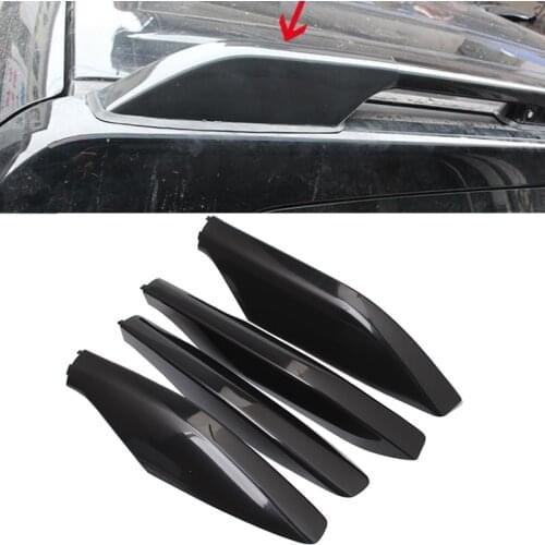 Black ABS Roof Rack Bar Rail End Protection Cover Shell 4PCS For Toyota Land Cruiser Prado Fj120 2003 - 2009