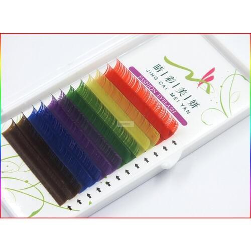 Colorful Rainbow Eyelashes Fake False eyelash Color Inidividual Curl Eye lash Artificial Extension