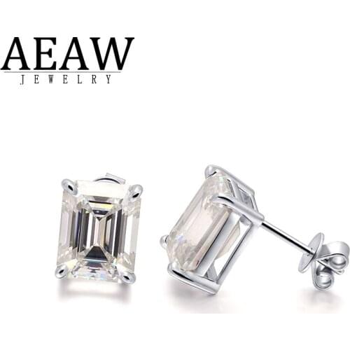 D Color VVS1 Emerald Excellent Cut 4.0carart 8X10mm Moissanite Stud Earring Push Back Fine Earring Jewelry 14k White Gold