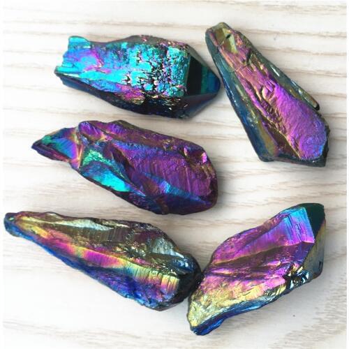Hot! No Hole Random Size High Grade Geometry Natural Stone Plating Color Charms Pendant For Making Jewelry DIY Accessories 5PCS