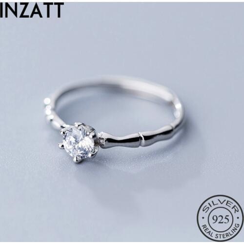 INZATT Real 925 Sterling Silver Zircon Minimalist Ring For Women Party Cute Fine Jewelry Accessories 2019 Gift
