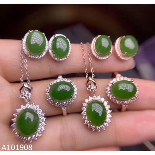 KJJEAXCMY boutique jewelry 925 sterling silver inlaid Natural jasper earrings pendant ring womens three-piece support test