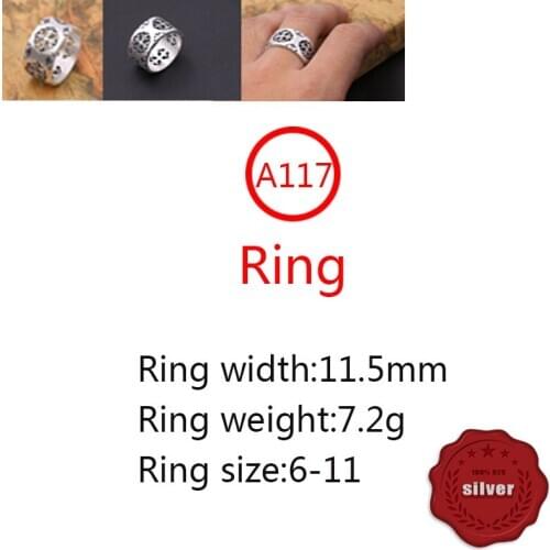 A117 S925 Sterling Silver Ring Jewelry Personality Trend Simple Hip Hop Cross Surrounding Letters Fashion Popular Street Dance
