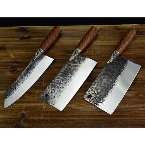 Longquan hand-forged kitchen knife ghost hand-made set of knives cutting pieces boning knife set of three sharp kitchen knives