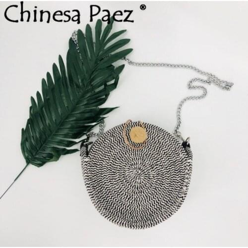 Small Beach Woven Rattan handbag Round Straw Shoulder Bag Women Summer Hollow Handmade Messenger crossbody chain Bags