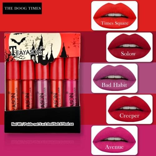 5pcs/Set Matte Liquid Lipstick Long Lasting Orange Red Gift Professional Makeup Lipstick Kit Cosmetic Lip Gloss Dropship TSLM1